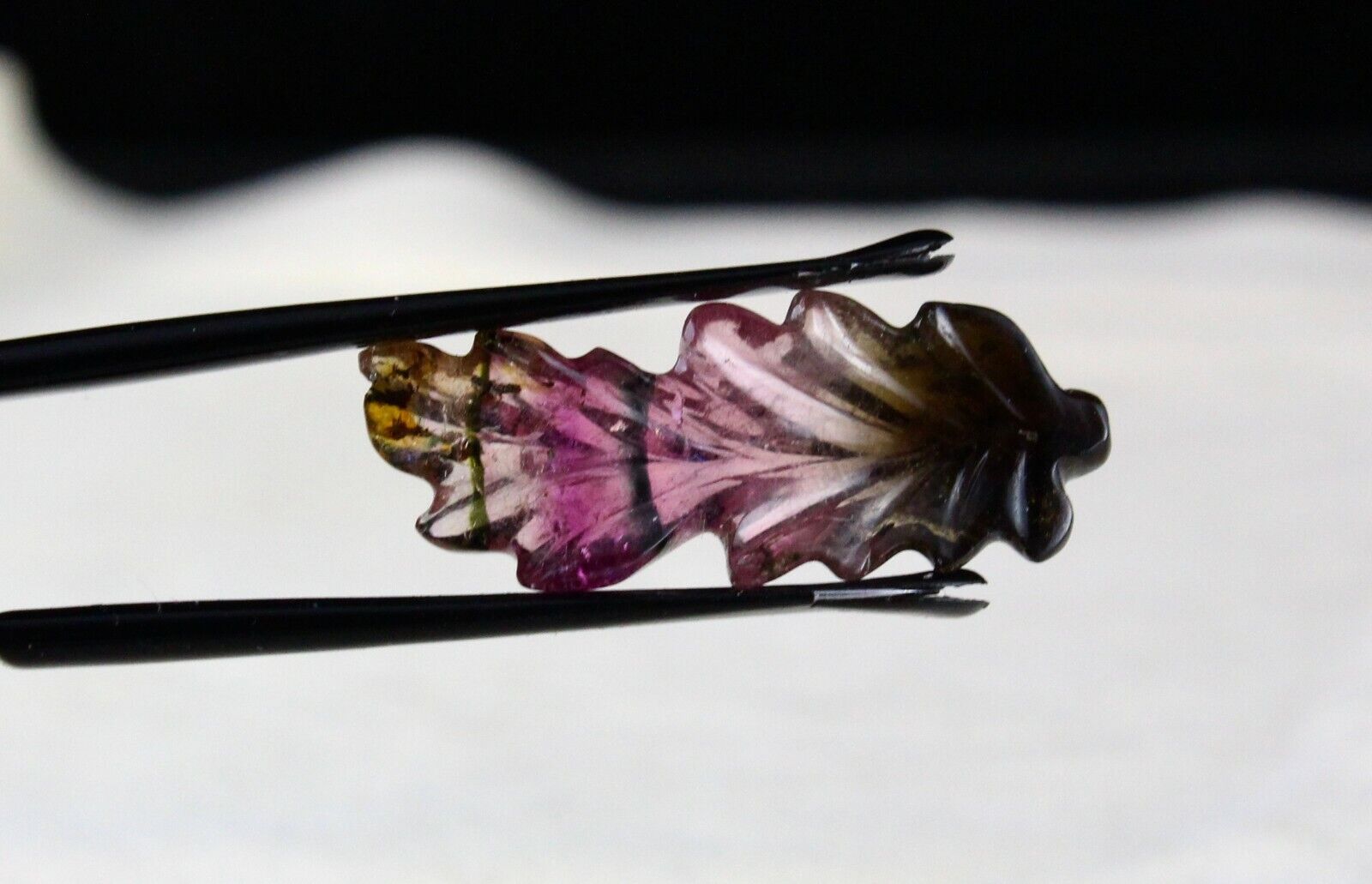 NATURAL MULTI TOURMALINE CARVED LEAF 13.80 CARATS GEMSTONE FOR RING & PENDANT