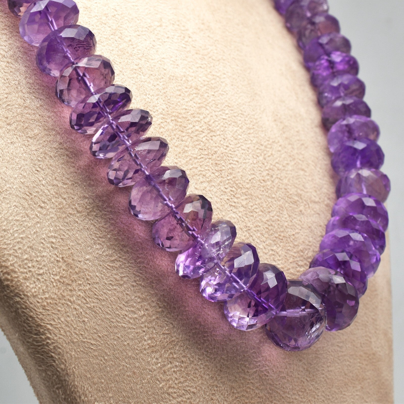 Certified Natural Amethyst Faceted Round Beads 1340 Ct Purple Gemstone Necklace