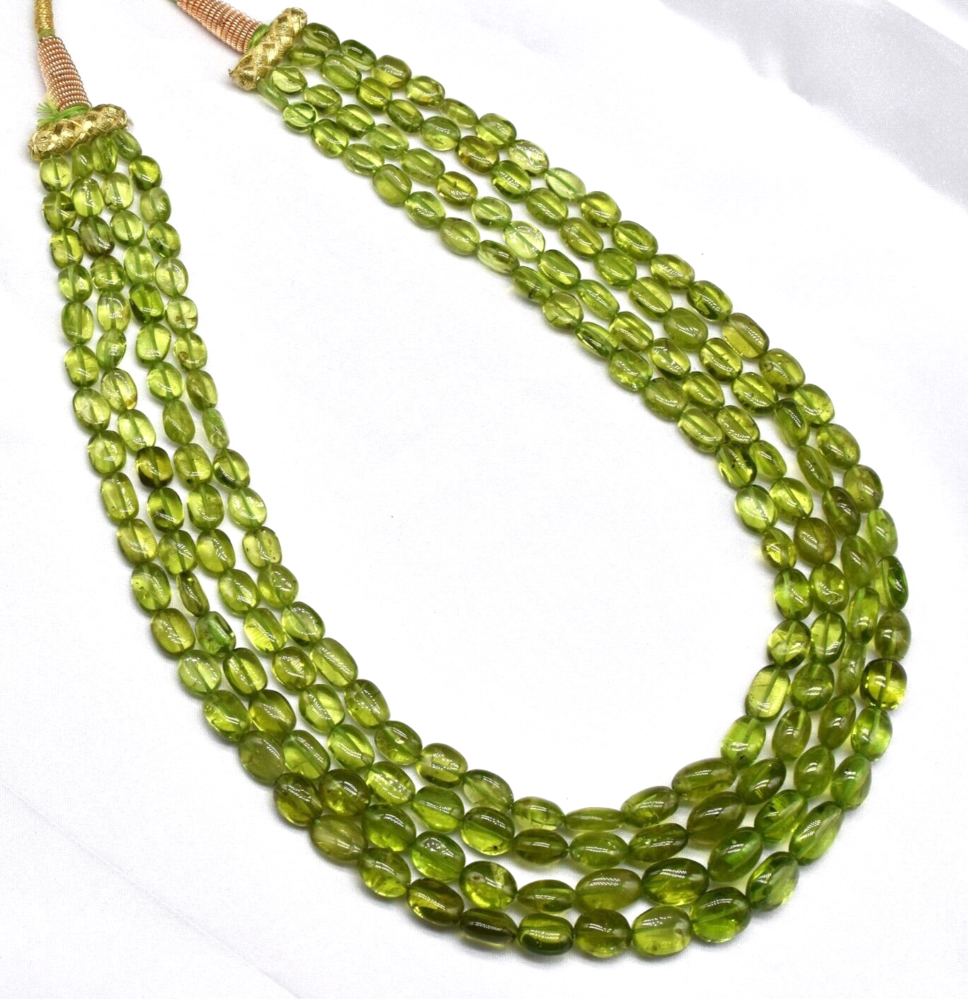 Natural Peridot Necklace Beaded Cabochon 4 L 562 Ct Green Drilled Gemstone