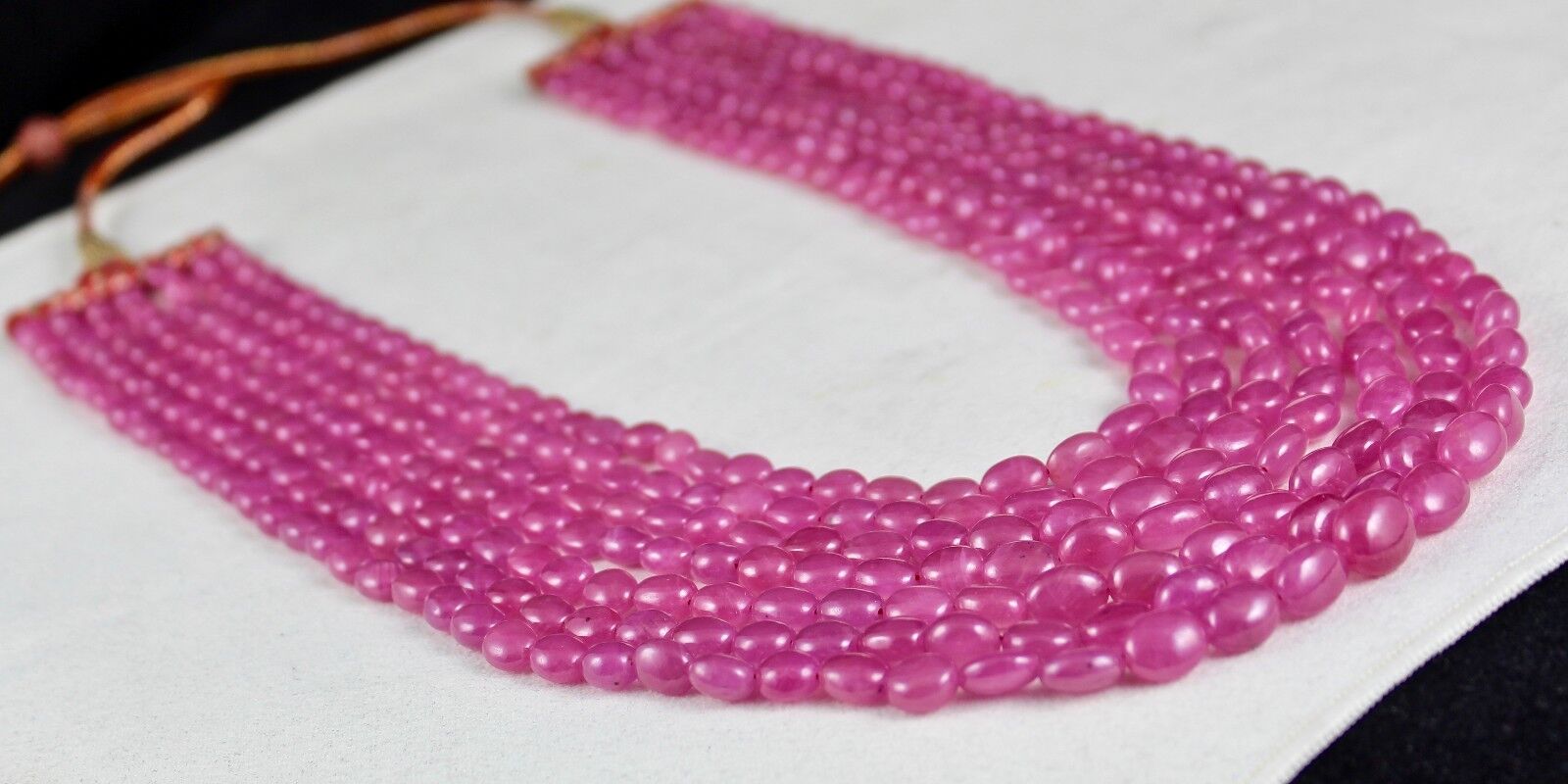 NATURAL UNTREATED RUBY LONG BEADS 7 LINE 1028 CARATS LADIES GEMSTONE NECKLACE