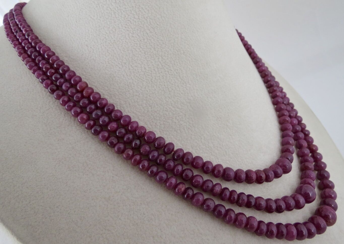 NATURAL UNHEATED RUBY BEADS ROUND PRECIOUS 3L 333 CTS GEMSTONE LADIES NECKLACE