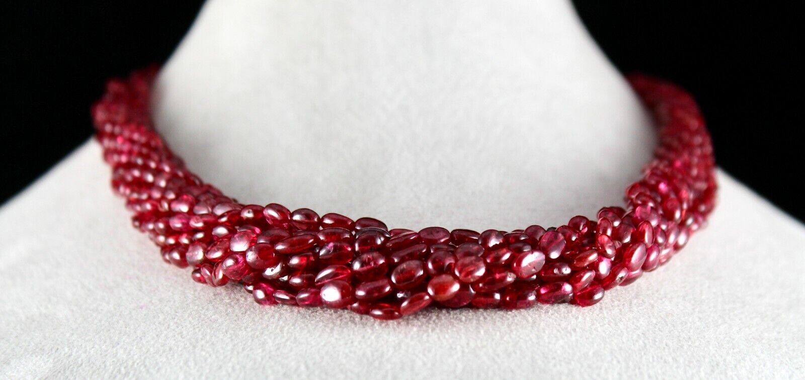 Natural Spinel Beaded Necklace 11 Line 631 Cts Well Matched Cabochon Red Strings