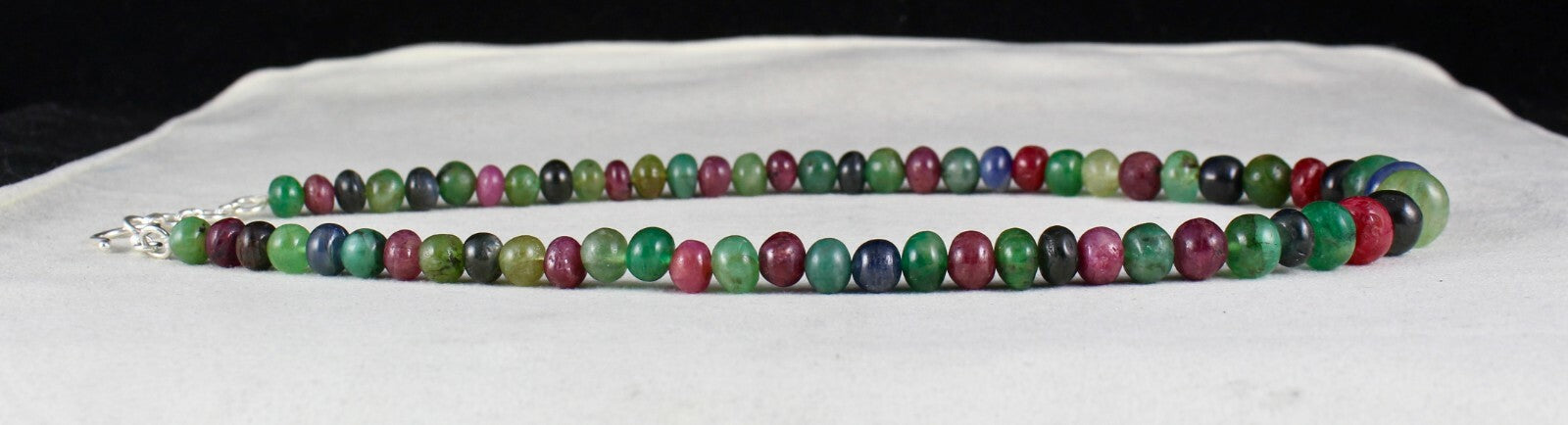 Certified Natural Emerald Ruby Sapphire 327ct Sterling Silver Necklace For Women