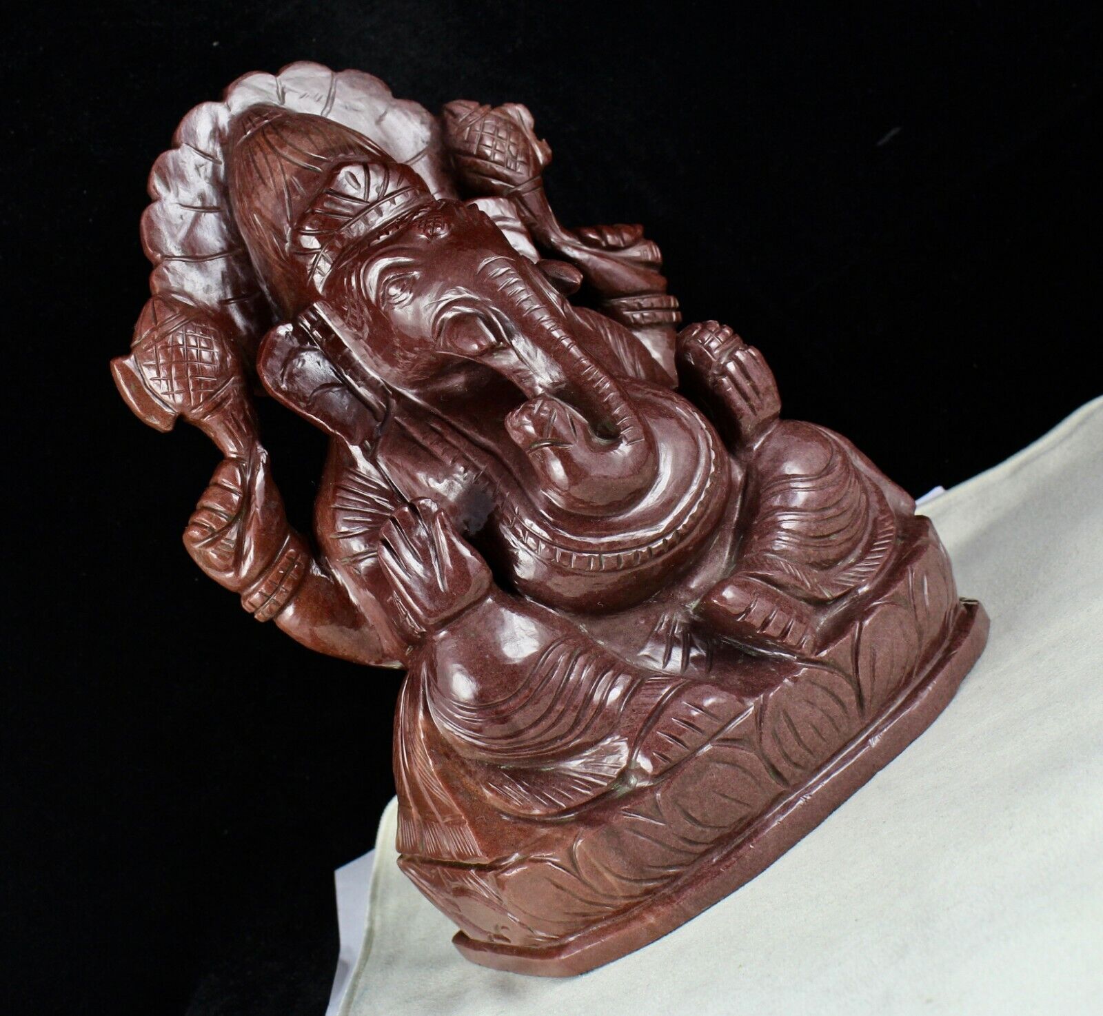 Divine Natural Chocolate Jade 8" 17600 Ct Gemstone Ganesha Statue Home Decor