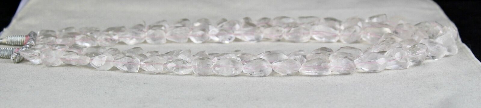 NATURAL PINK AQUAMARINE FACETED TUMBLE BEADS 3 LINE 1094 CARAT GEMSTONE NECKLACE