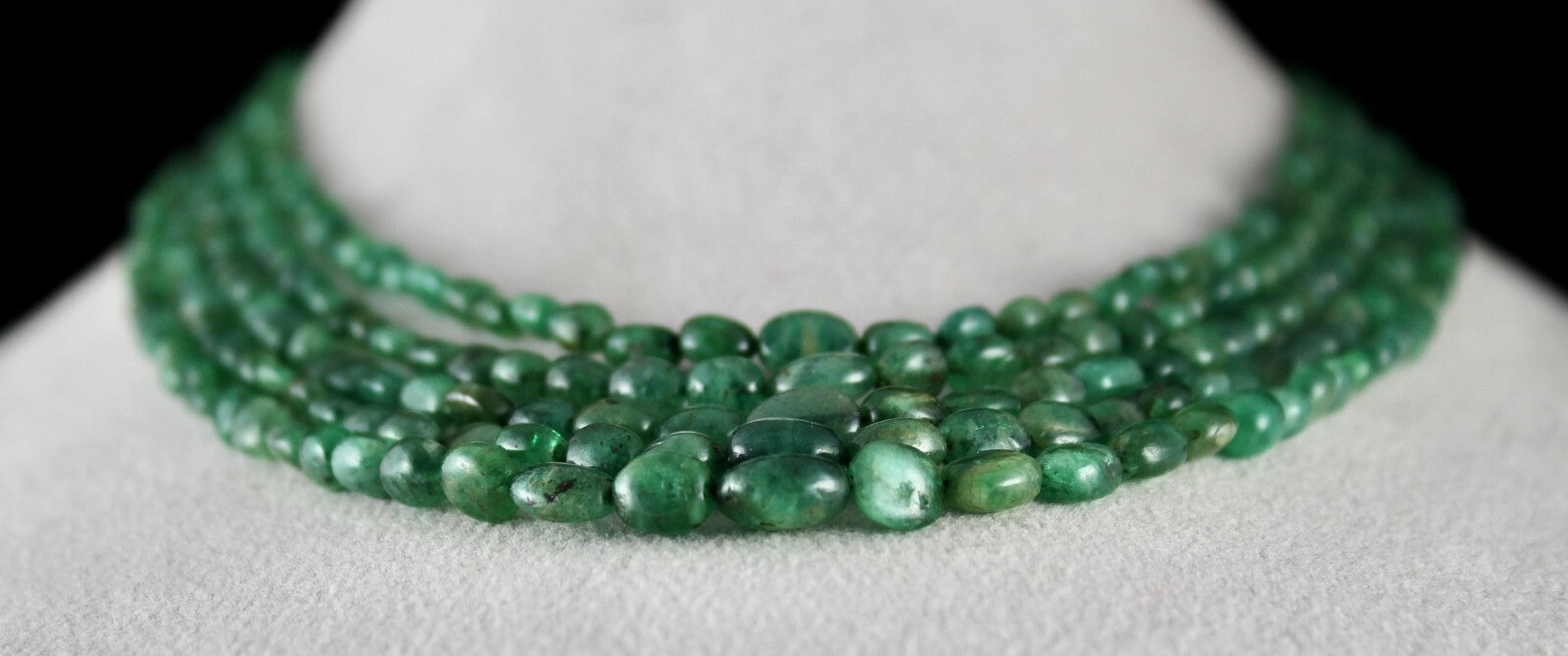Certified Natural Emerald Beads Cabochon Necklace 5l 322 Carat Vintage Gemstone