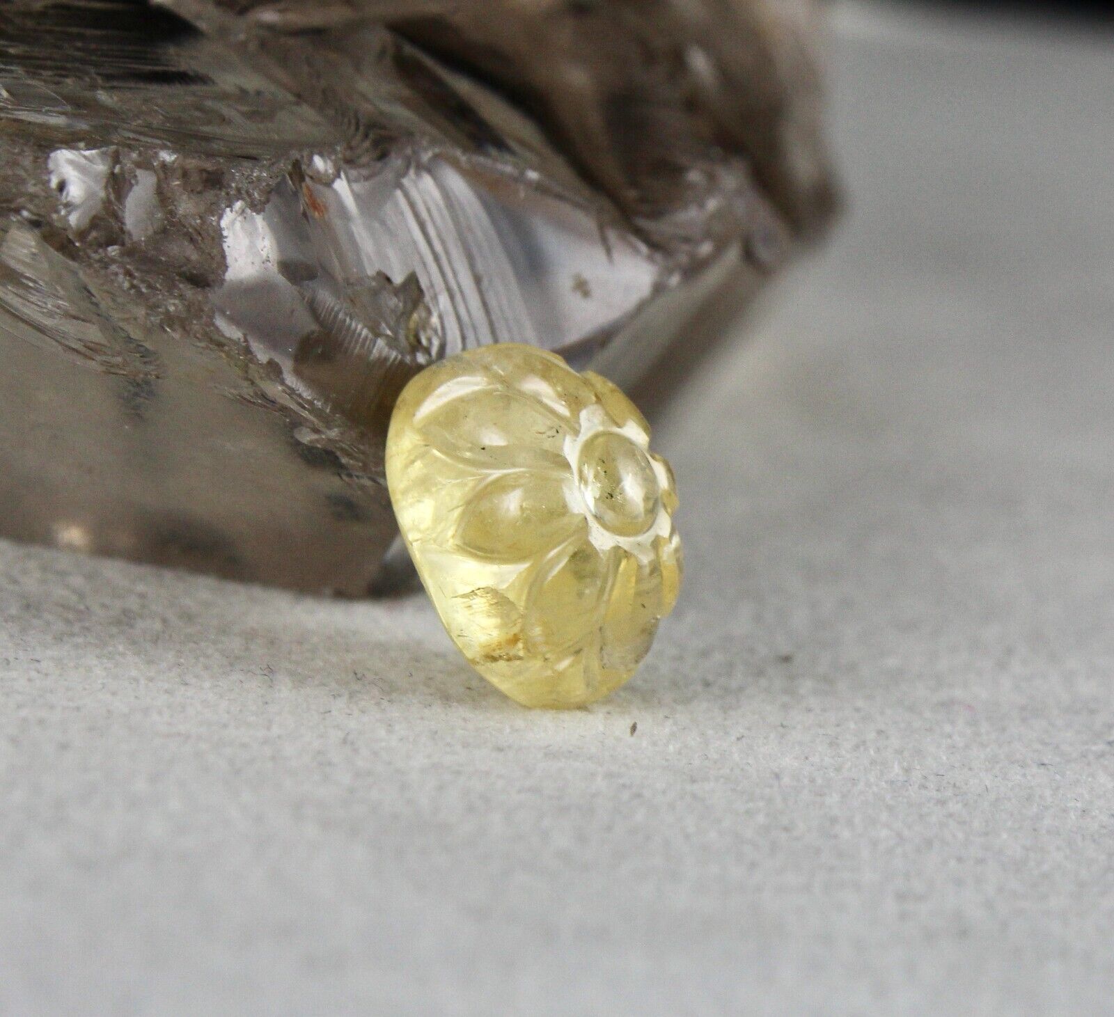 Natural Yellow Sapphire Oval Carved 15x11 mm 17.18 Cts Gemstone Ring Pendant