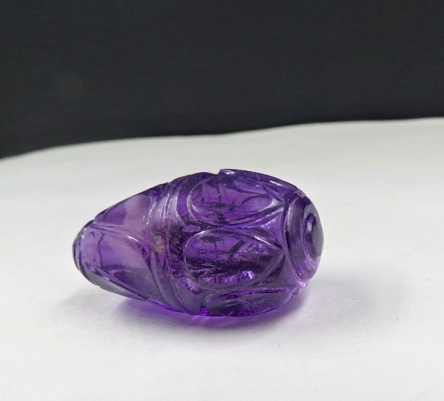 NATURAL AMETHYST CARVED GEMSTONE 37 MM 90 CARATS TEARDROP FOR HANGING IN PENDANT
