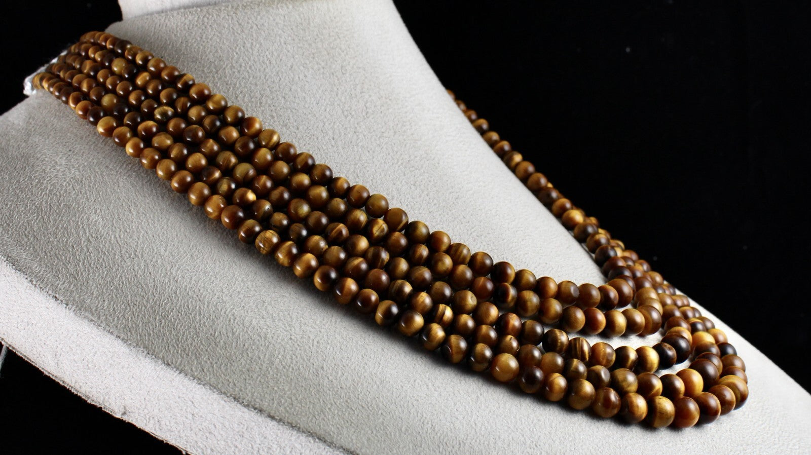 Natural Tiger's Eye 5l 813 Ct Yellow Gemstone Bead Round Necklace Ladies Fashion