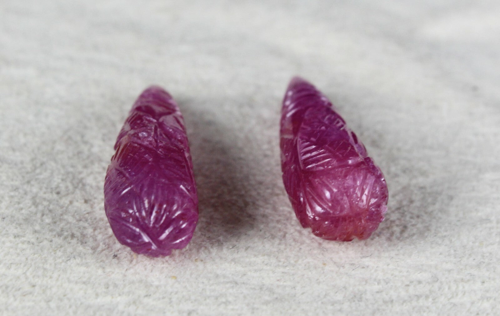 Certified Natural Untreated Ruby Carved Drops 37.58 Carats For Earring