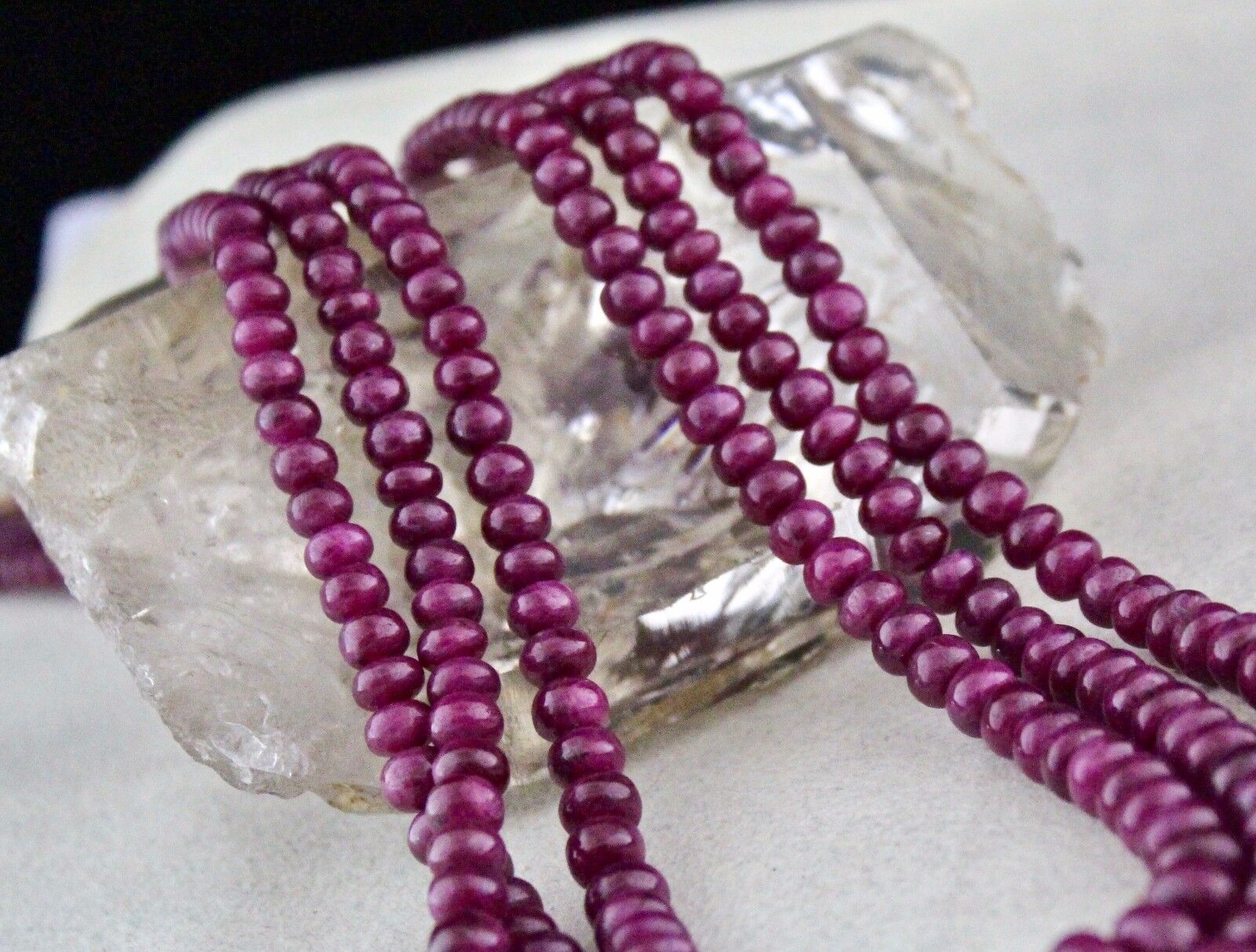 NATURAL UNTREATED RUBY BEADS ROUND 3 LINE 800 CTS GEMSTONE NECKLACE FOR LADIES