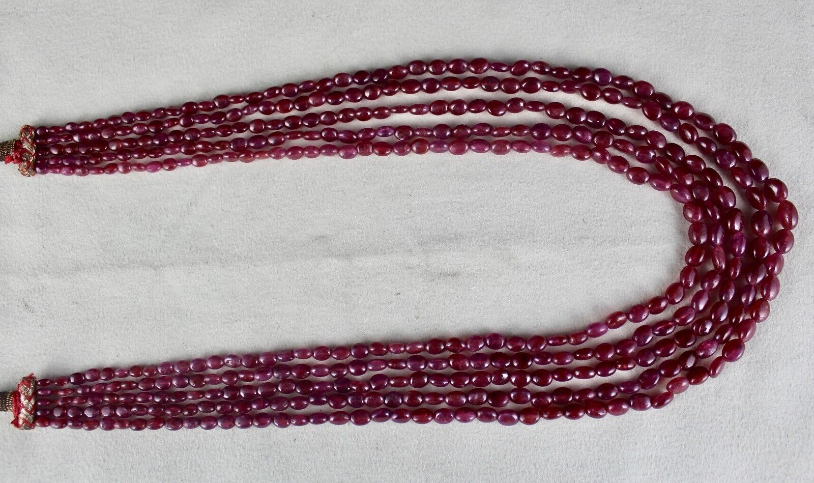 NATURAL UNTREATED RUBY BEADS 5 LINE 433 CARATS GEMSTONE LADIES NECKLACE
