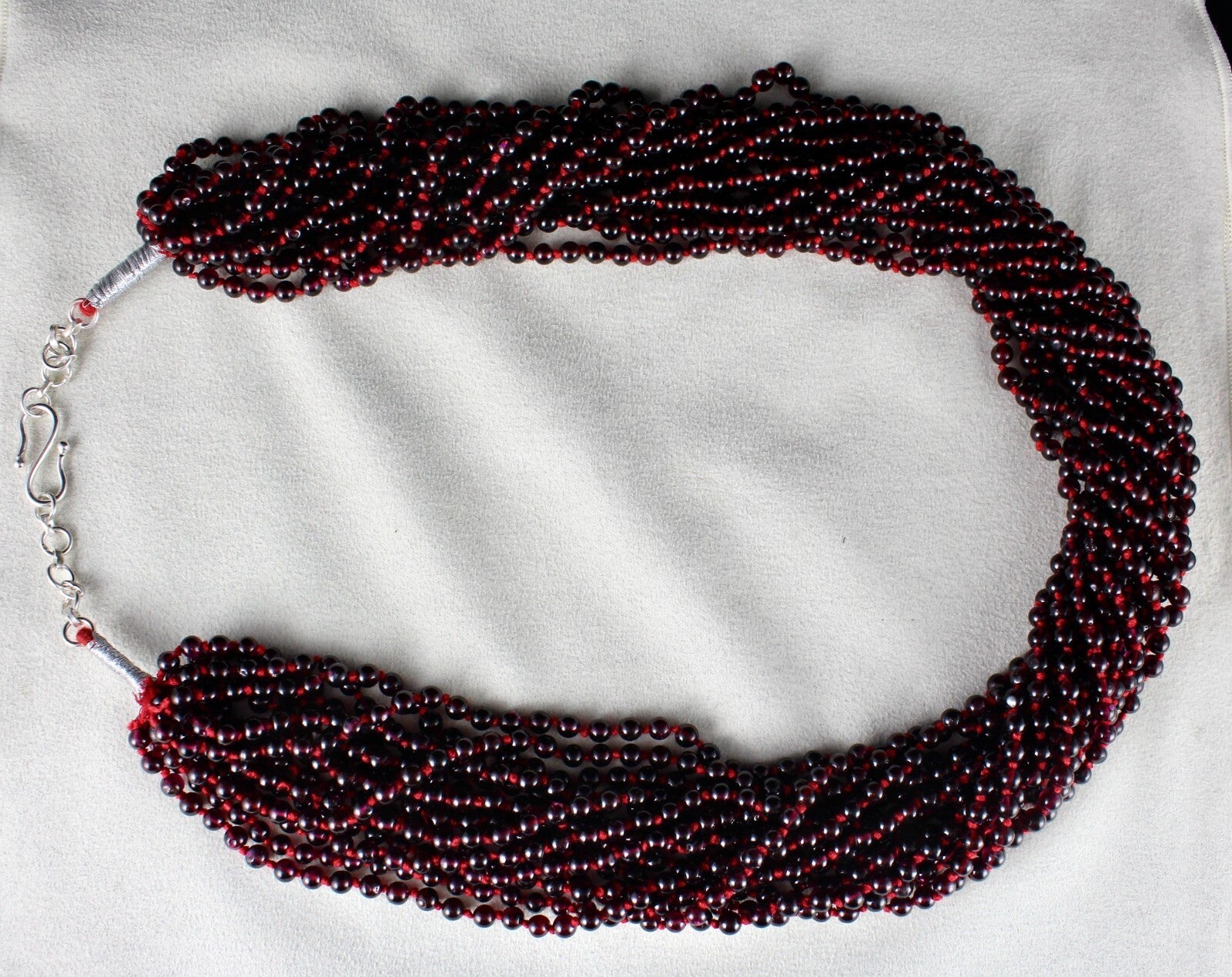 Natural Red Garnet Beads 2043 Ct Round Knotted 15 Line Gemstone Necklace