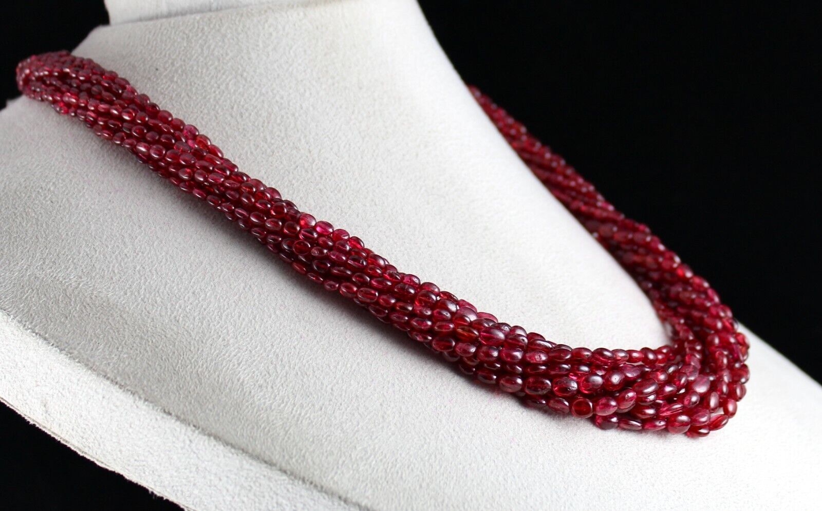 Natural Spinel Beaded Necklace 11 Line 631 Cts Well Matched Cabochon Red Strings