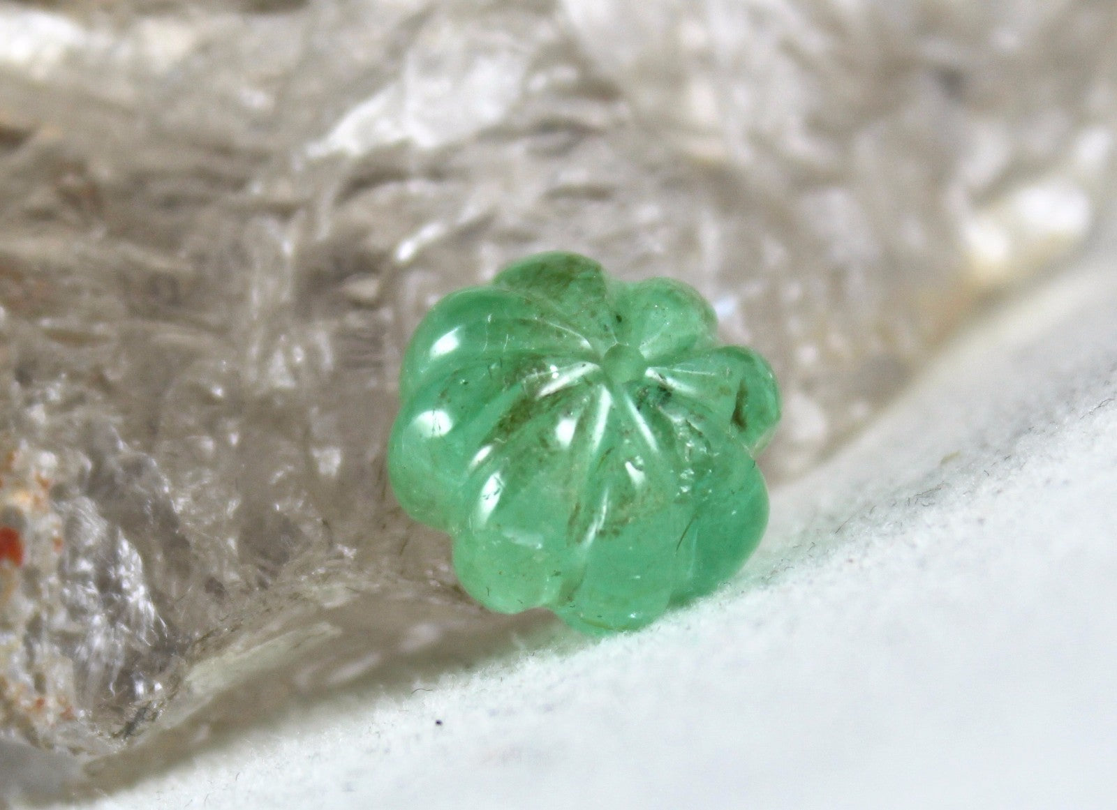 Certified Natural Colombian Emerald Melon Carved Gemstone Bead Pendant 11.96 Ct