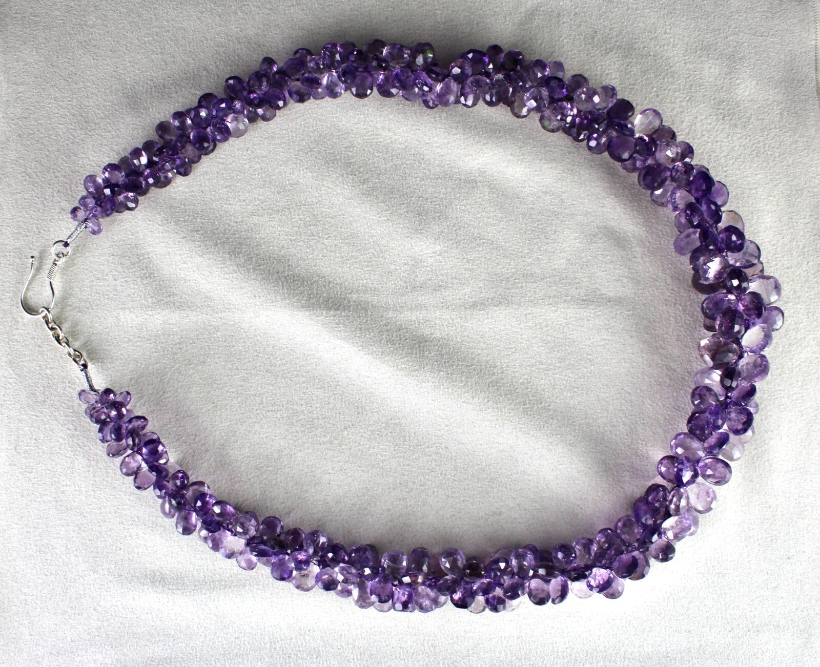 Certified Top Amethyst Beaded Drops 1079 Carats Sterling Silver String Bunch