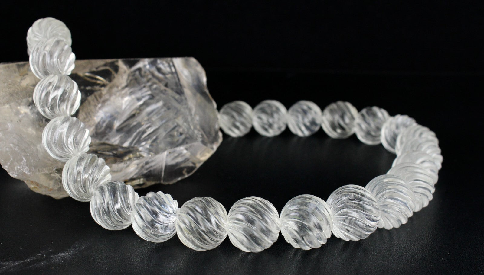 Natural Rock Crystal Quartz Round Beads Necklace 1116 Ct Gemstone For Women