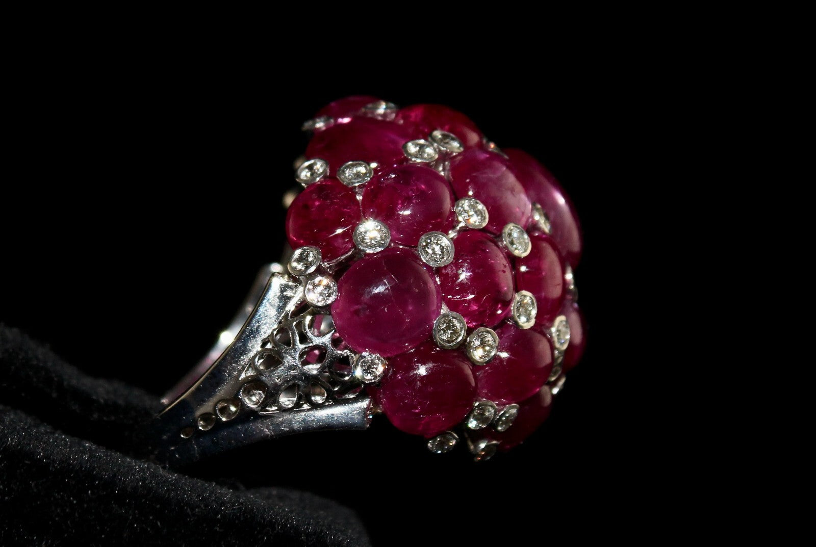 Certified 18k Gold Natural Ruby Diamond 10ct Cocktail Ring For Women