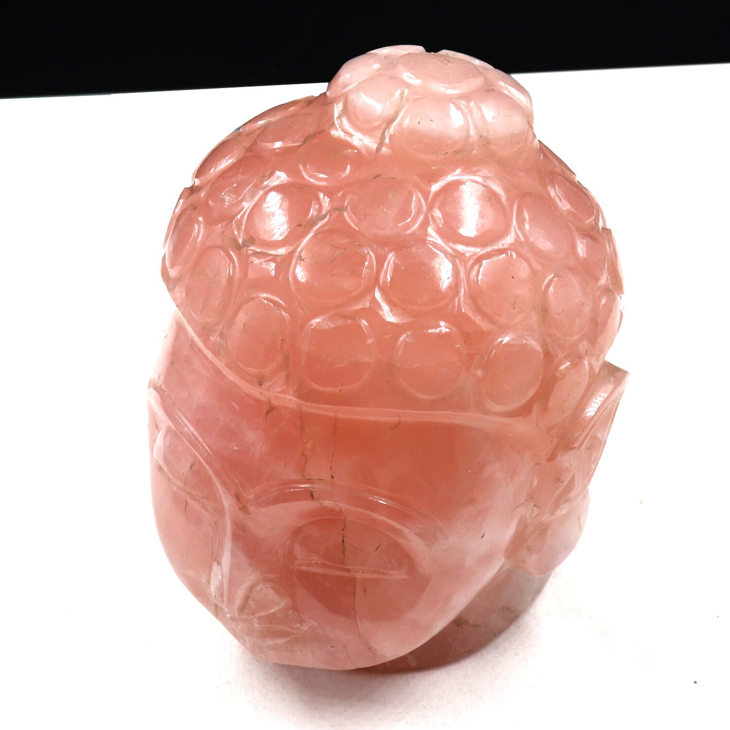 NATURAL ROSE QUARTZ BUDDHA HEAD 6240 CARATS GEMSTONE STATUE FOR HOME DECOR