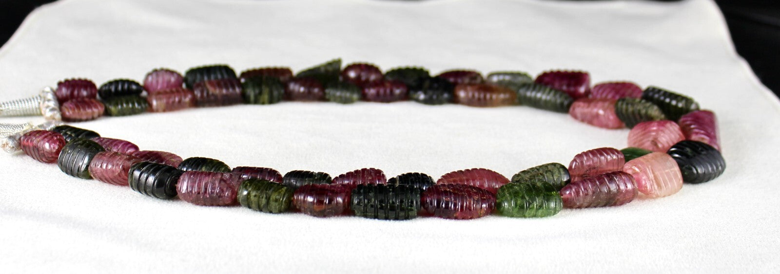 Certified Old Natural Multi Tourmaline 33mm Carved Beads 1062ct Necklace