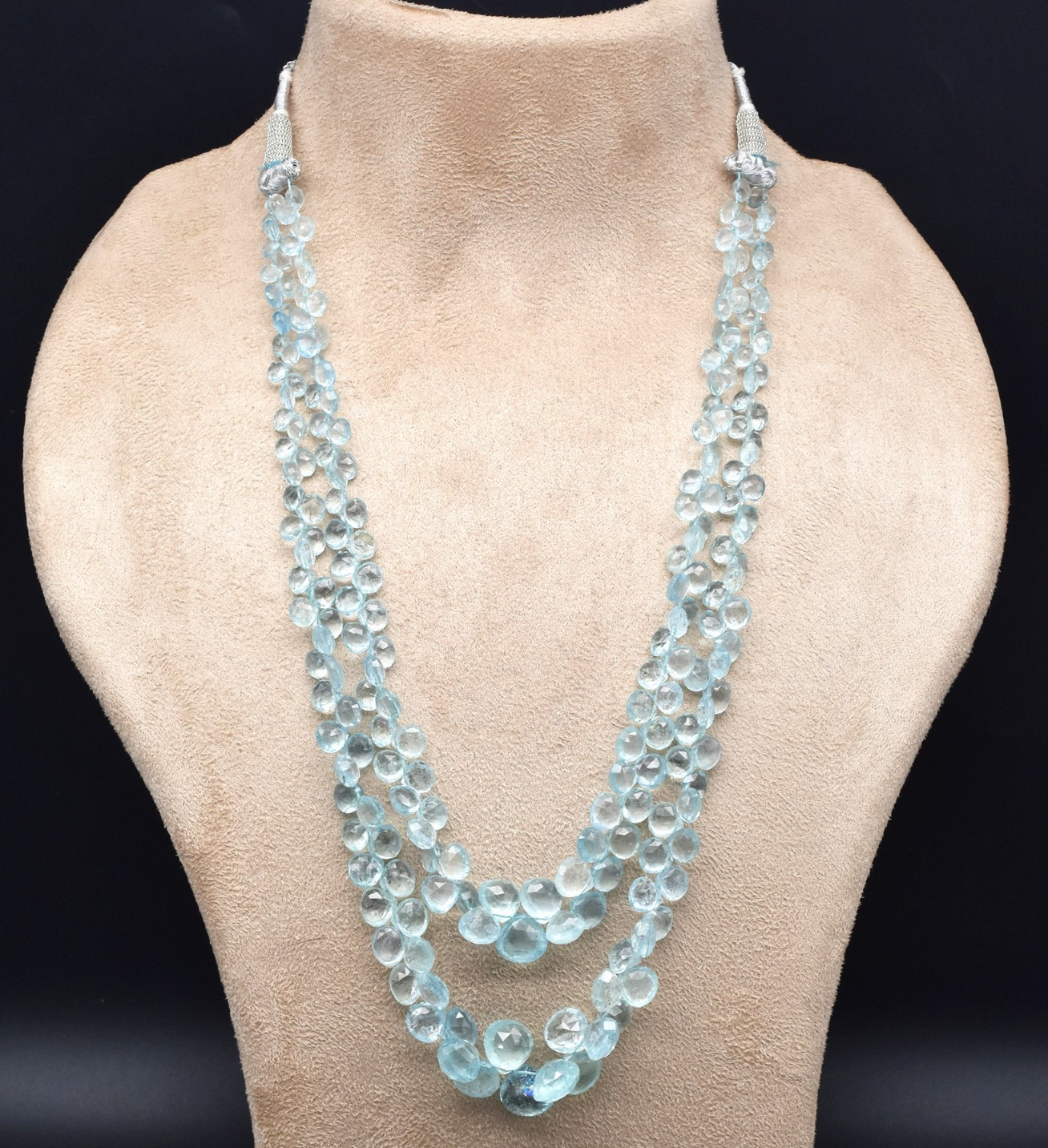 Certified Natural Aquamarine 282 Ct Faceted Blue Gemstone Fine Necklace