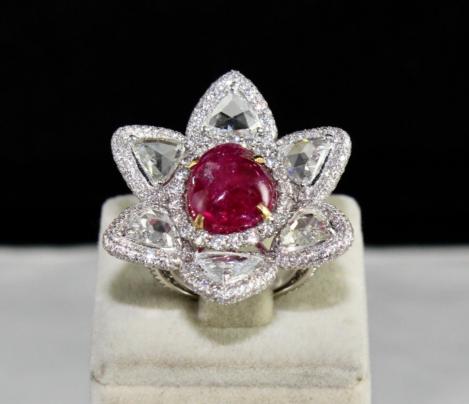 Certified Natural Burma Ruby Diamond 10.00 Ct 18k Gold Cocktail Ring For Women