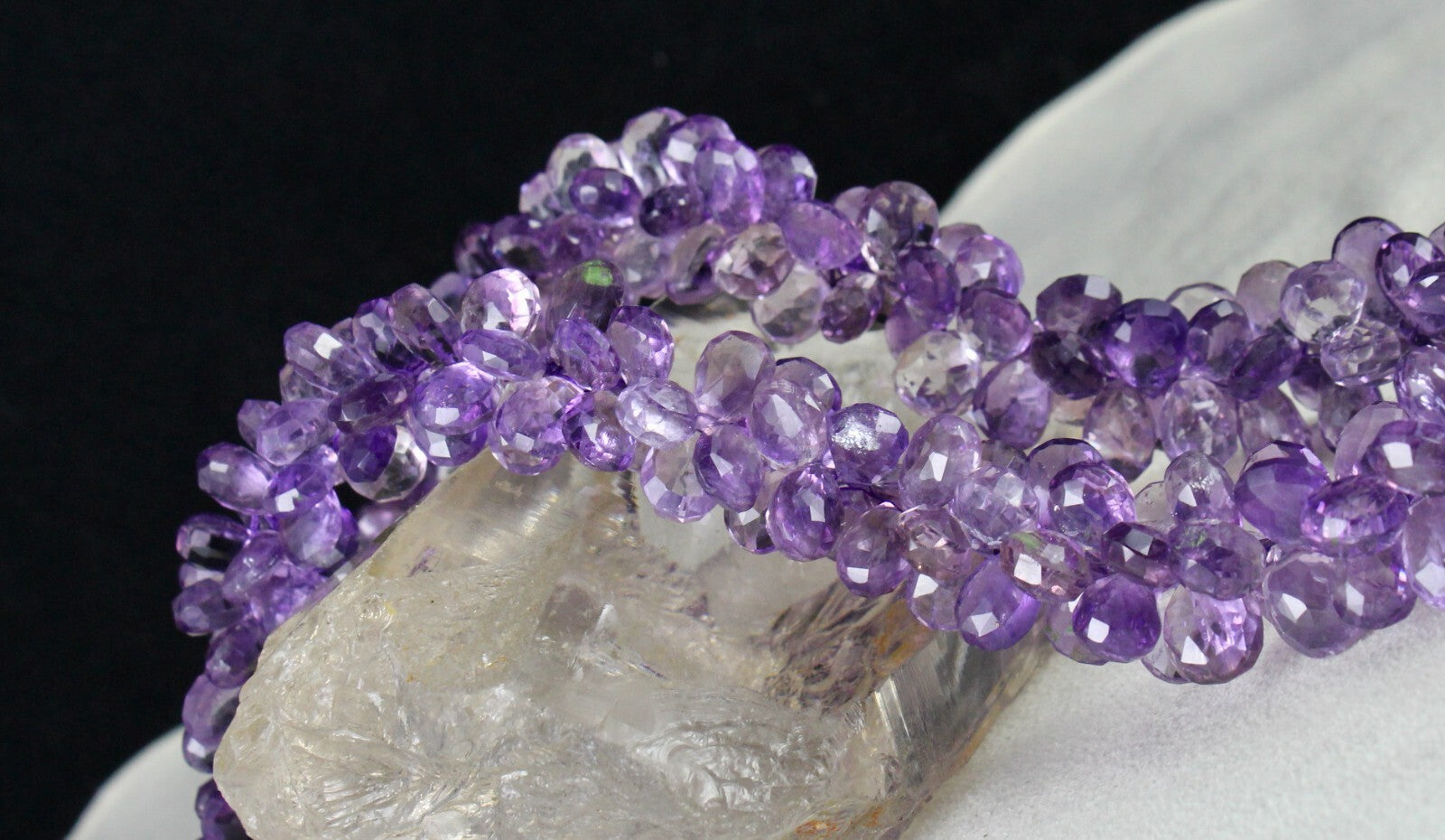 Certified Top Amethyst Beaded Drops 1079 Carats Sterling Silver String Bunch