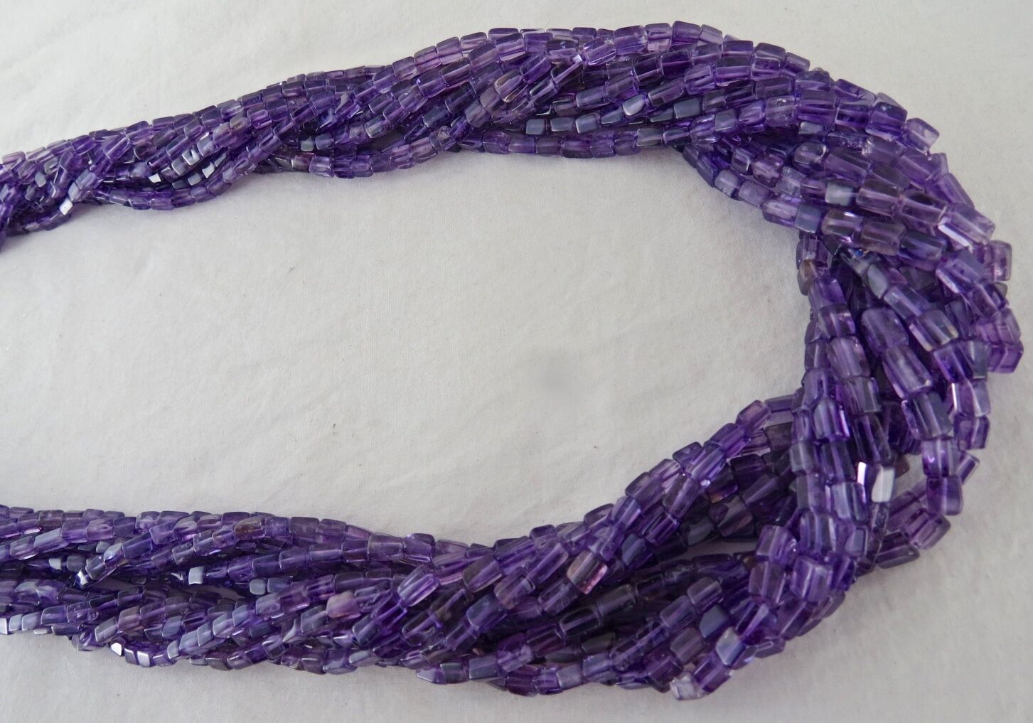 Natural Amethyst Beaded Square 13 L 1054 Ct Gemstone Silver Stylish Necklace