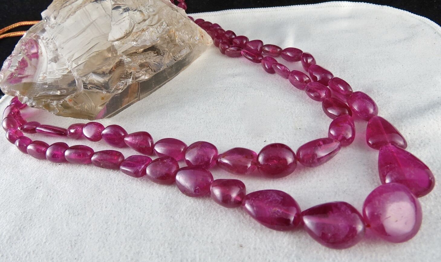 Natural Pink Tourmaline Rubellite Beads Cabochon 2 L 452 Ct Gemstone Necklace
