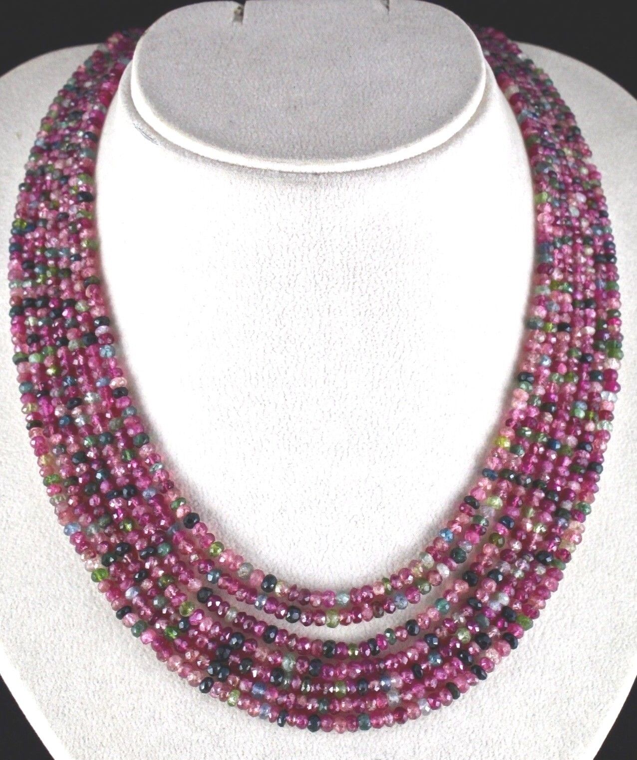 NATURAL MULTI TOURMALINE BEADS FACETTED ROUND 7 LINE 446 CTS GEMSTONE NECKLACE