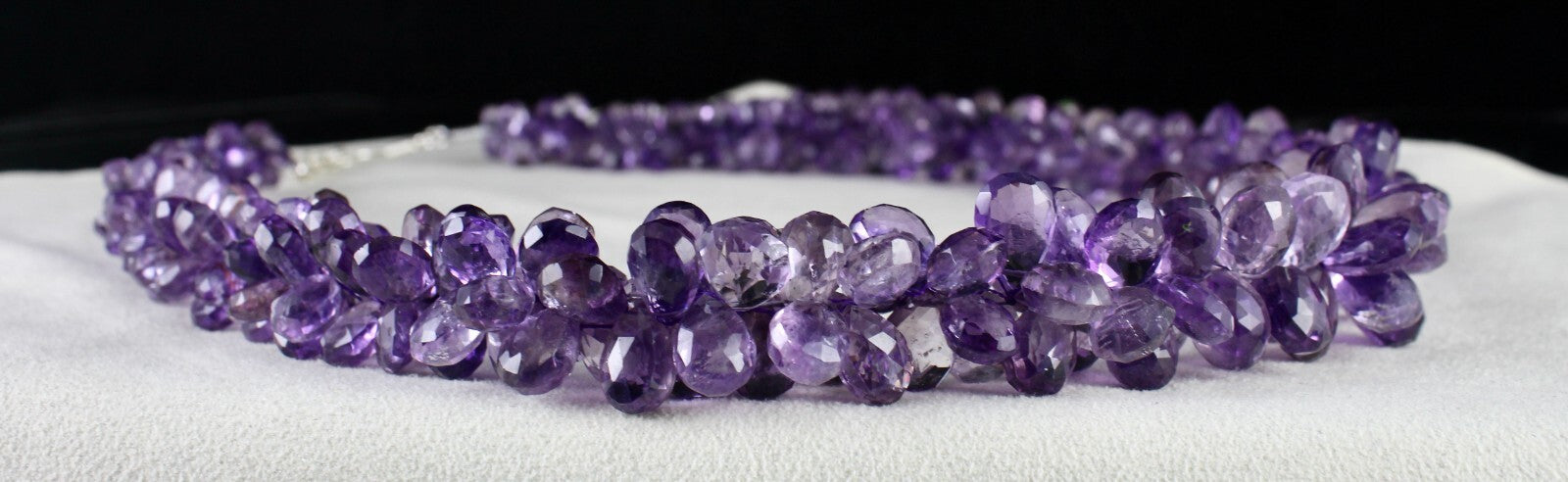 Certified Top Amethyst Beaded Drops 1079 Carats Sterling Silver String Bunch