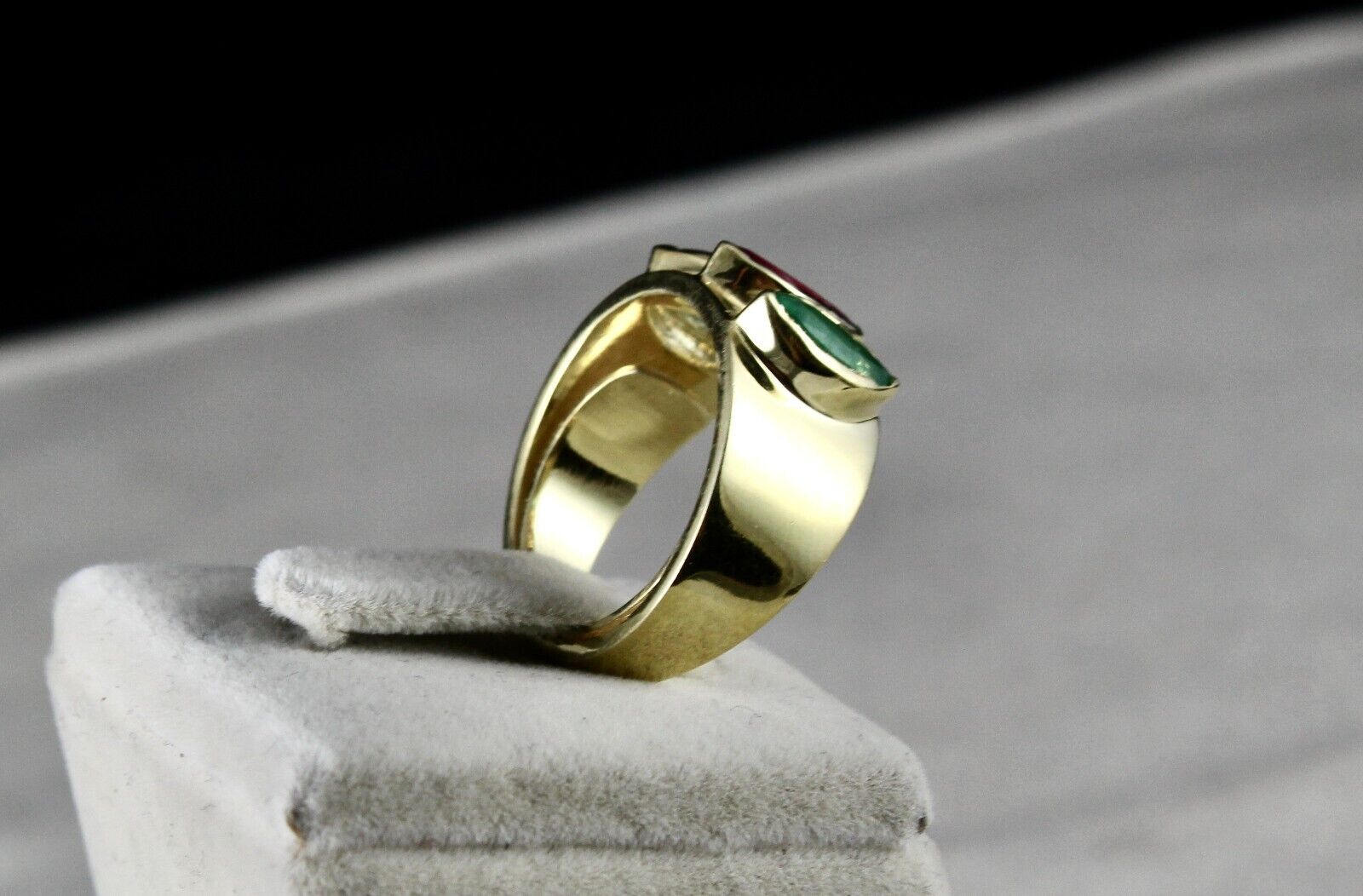 ELEGANT NATURAL EMERALD RUBY SAPPHIRE MARQUISE GEMSTONE FINEST WOMEN SILVER RING
