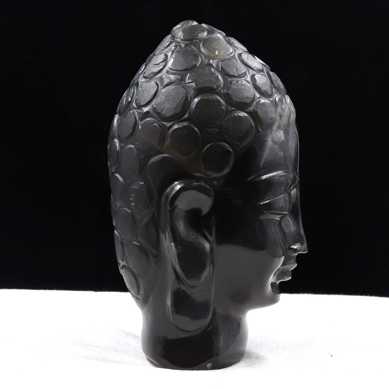 Natural Smokey Quartz Buddha Head 6.5 In 8480 Ct Gemstone Statue For Home Decor