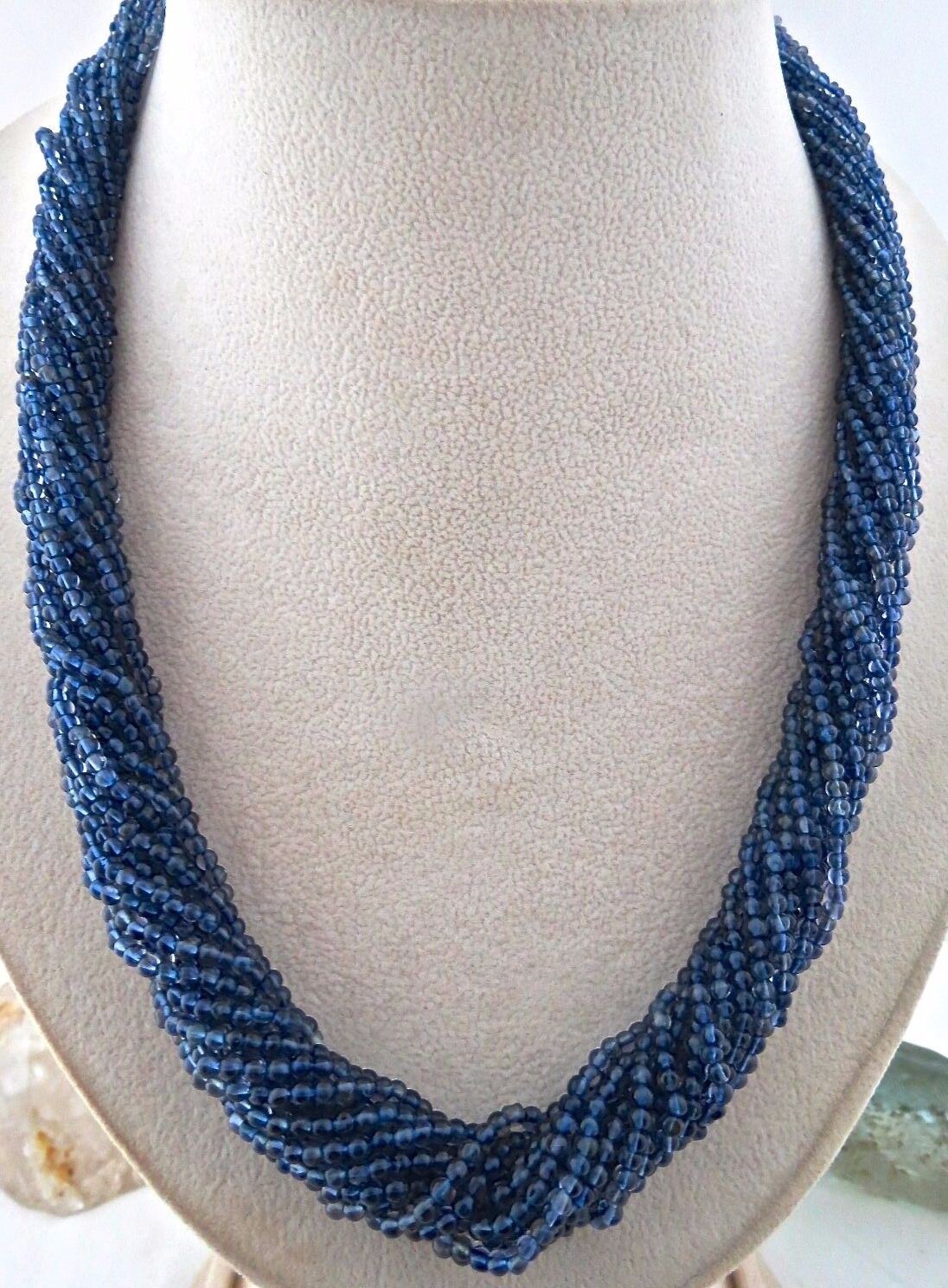 Natural Iolite Beads Round Blue 16 L 417 Ct Gemstone Fashion Silver Necklace