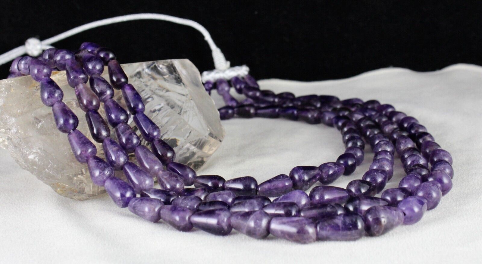 NATURAL PURPLE AMETHYST BEADS TEAR DROPS 4 L 1028 CT GEMSTONE FINEST NECKLACE