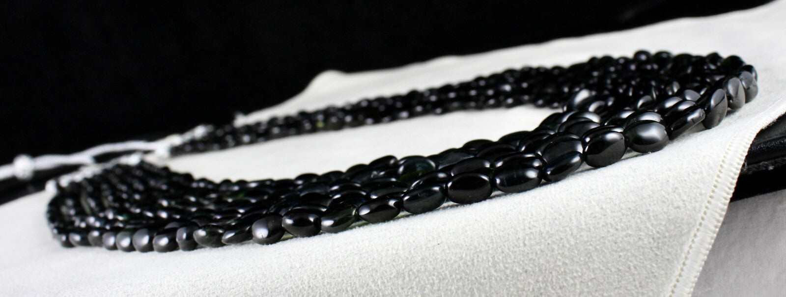 Certified Elegant Black Tourmaline 925 Ct Long Beads Gemstone Necklace For Women