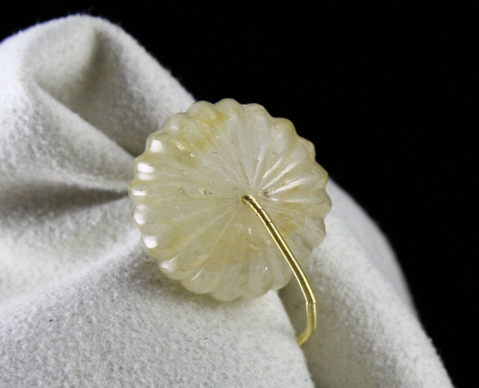 NATURAL YELLOW SAPPHIRE BEAD CARVED MELON 1 PCS 68.25 CARATS GEMSTONE DESIGNING