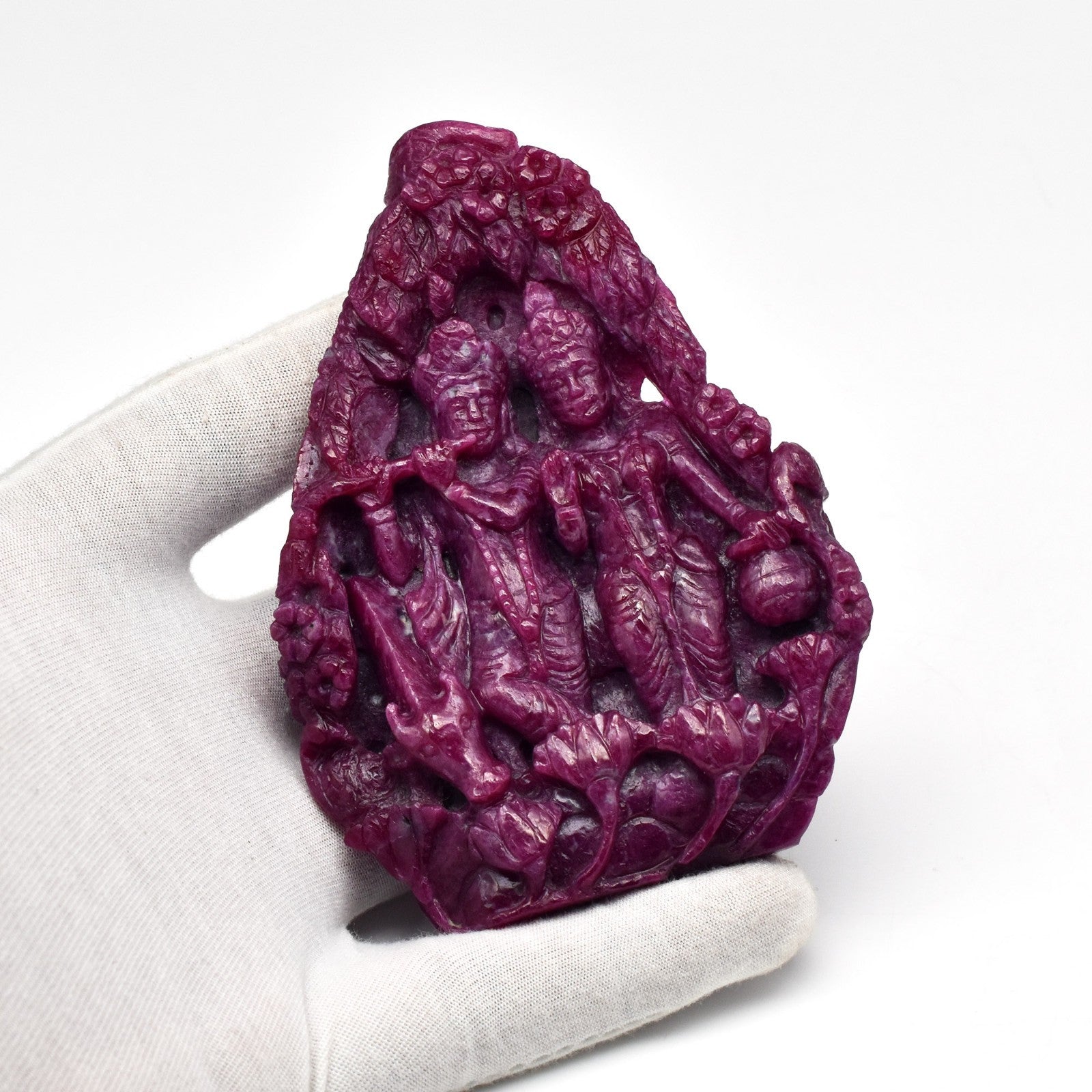 Certified Natural Ruby 1925ct Red Gemstone Lord Radha Krishna Statue Decor