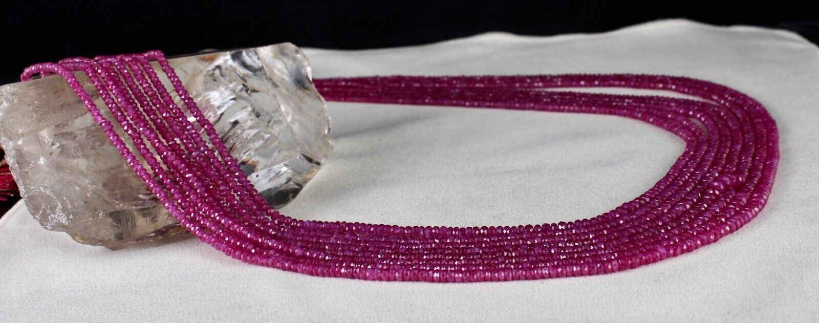 NATURAL HEATED BURMA RUBY FACETED BEADS 8 LINE 573 CARATS GEMSTONE NECKLACE