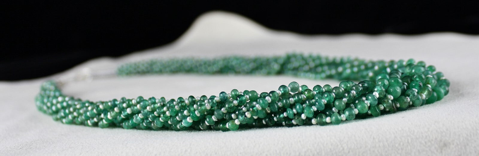 Certified Natural Zambian Emerald 371ct Pearl Beads Round 10 Line Necklace
