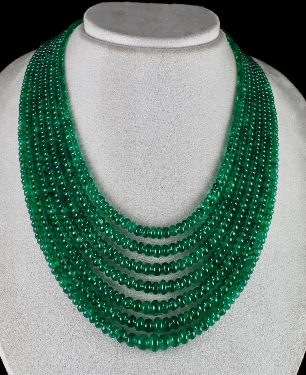 Certified Natural Zambia Emerald Beads 832ct Gemstone Necklace 7 Line