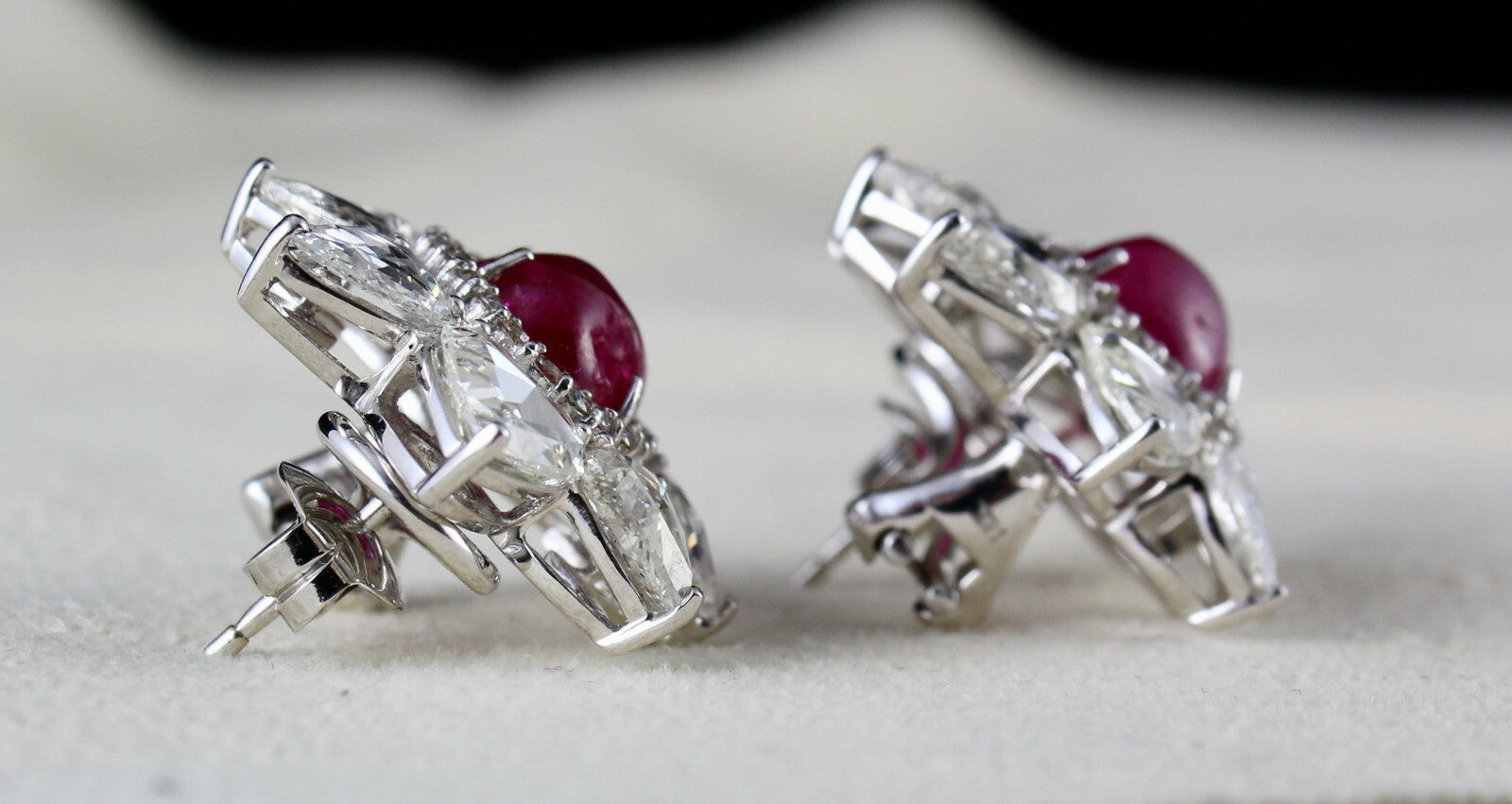 Certified Natural Burmese Ruby 93.81ct Natural Diamond Stud Earrings 18k Gold