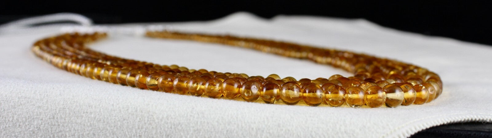 Natural Citrine Beads Round Necklace 365ct Yellow Gemstone Fashion Party Jewelry