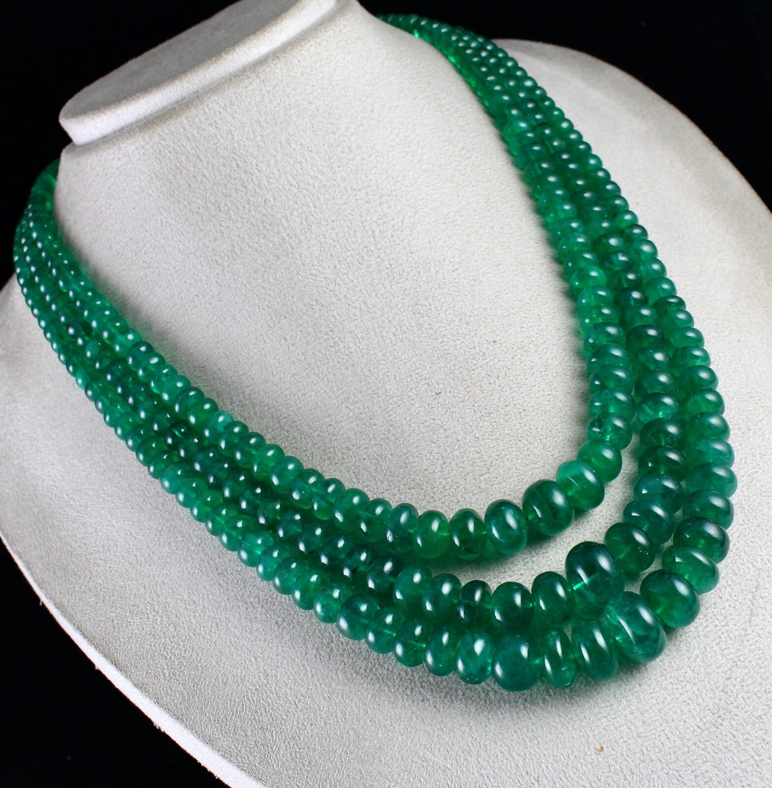 Certified Natural Emerald Round Beads Necklace 1073 Ct Certified Stones