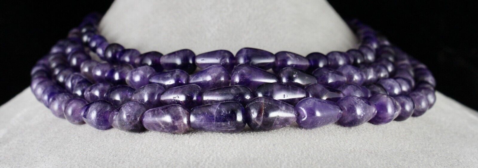 NATURAL PURPLE AMETHYST BEADS TEAR DROPS 4 L 1028 CT GEMSTONE FINEST NECKLACE