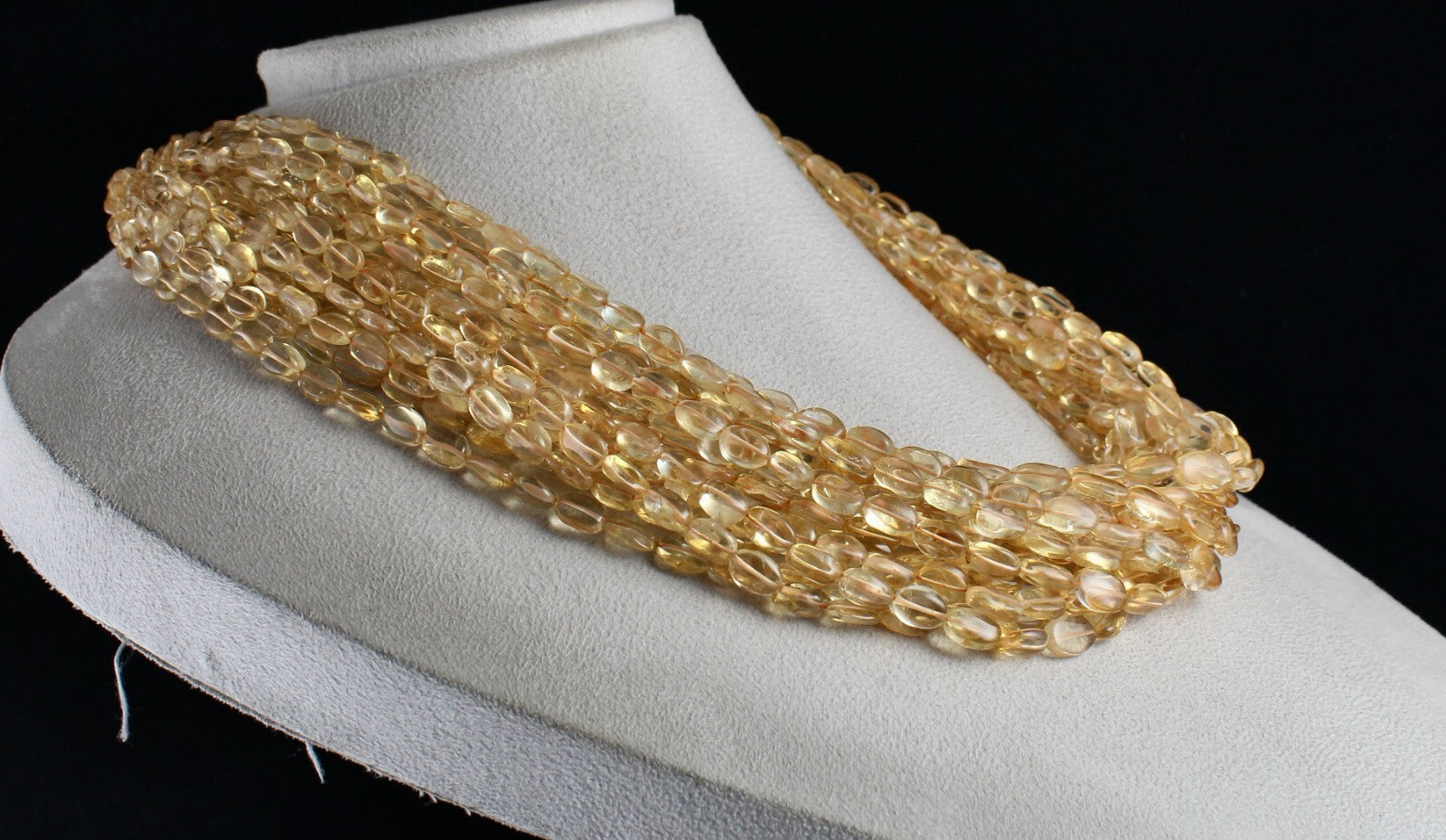 Natural Citrine Cabochon Beads 1295 Ct Sterling Silver Yellow Necklace