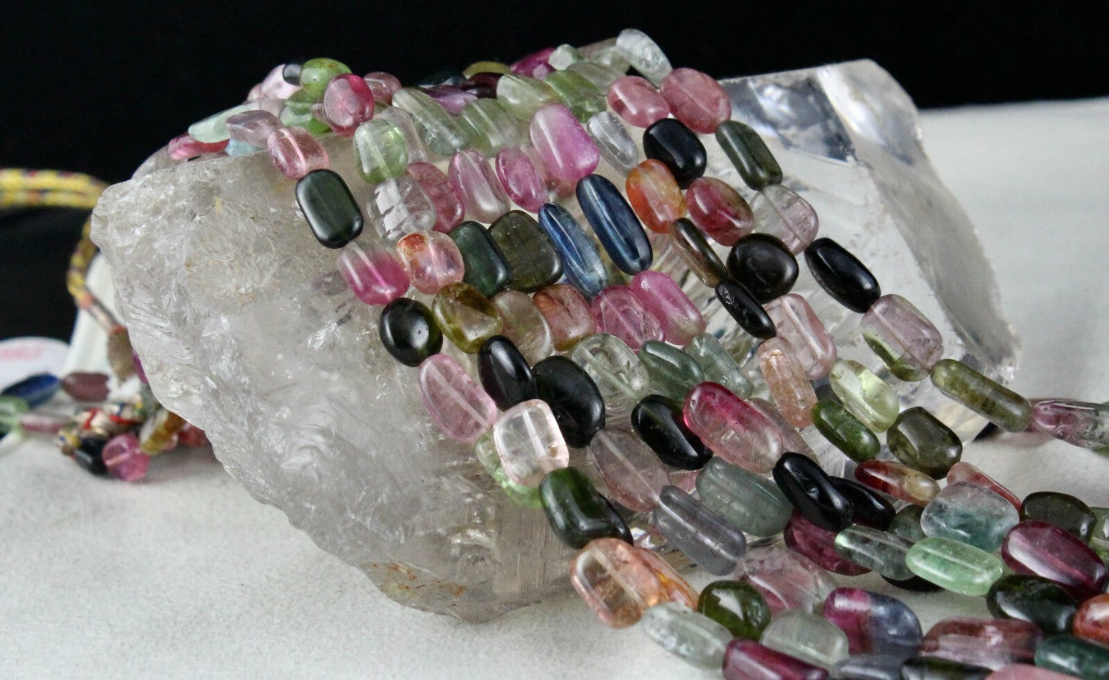 Certified Natural Multi Tourmaline 713 Carats Cabochon 5 Line Gemstone Necklace