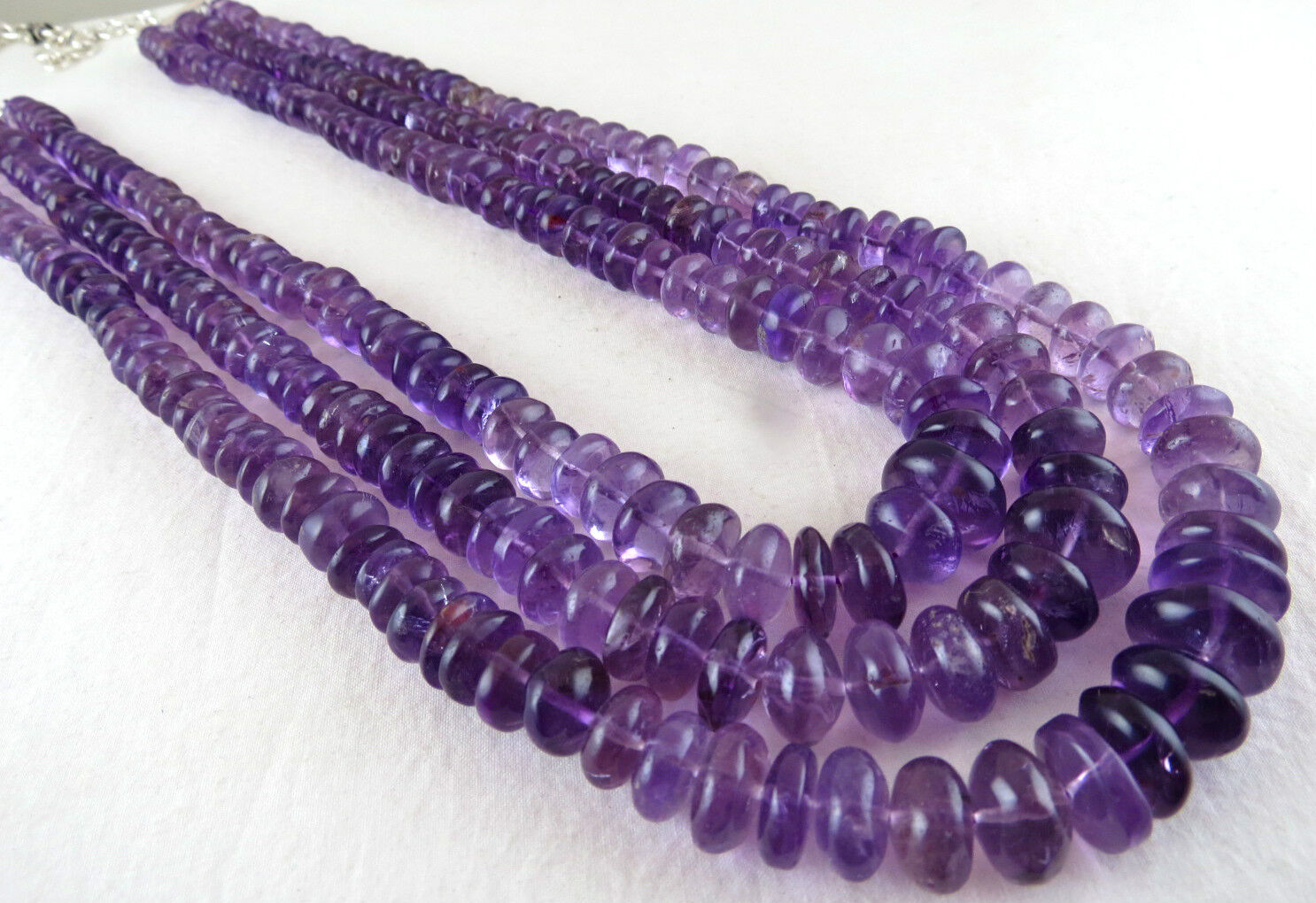 Natural Amethyst Beads Fancy Round 13mm Big 1008 Ct Gemstone Silver Necklace