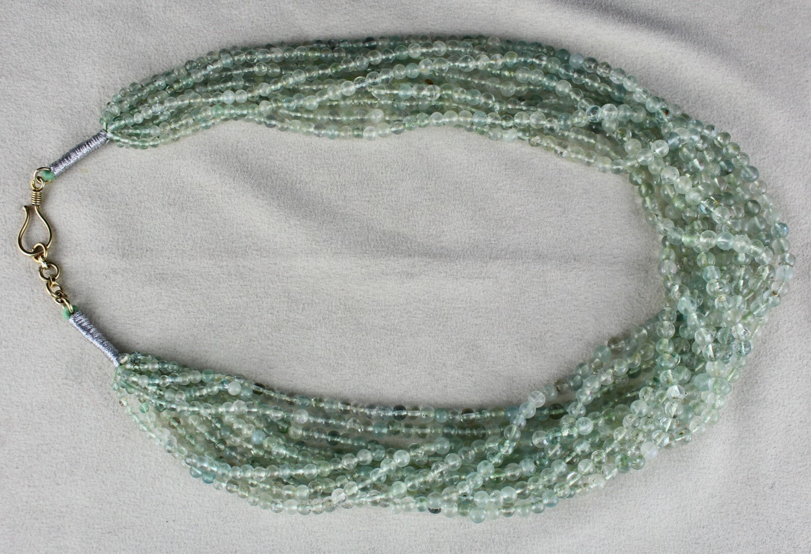 Natural Blue Aquamarine Round Beads 890ct Sterling Silver Necklace