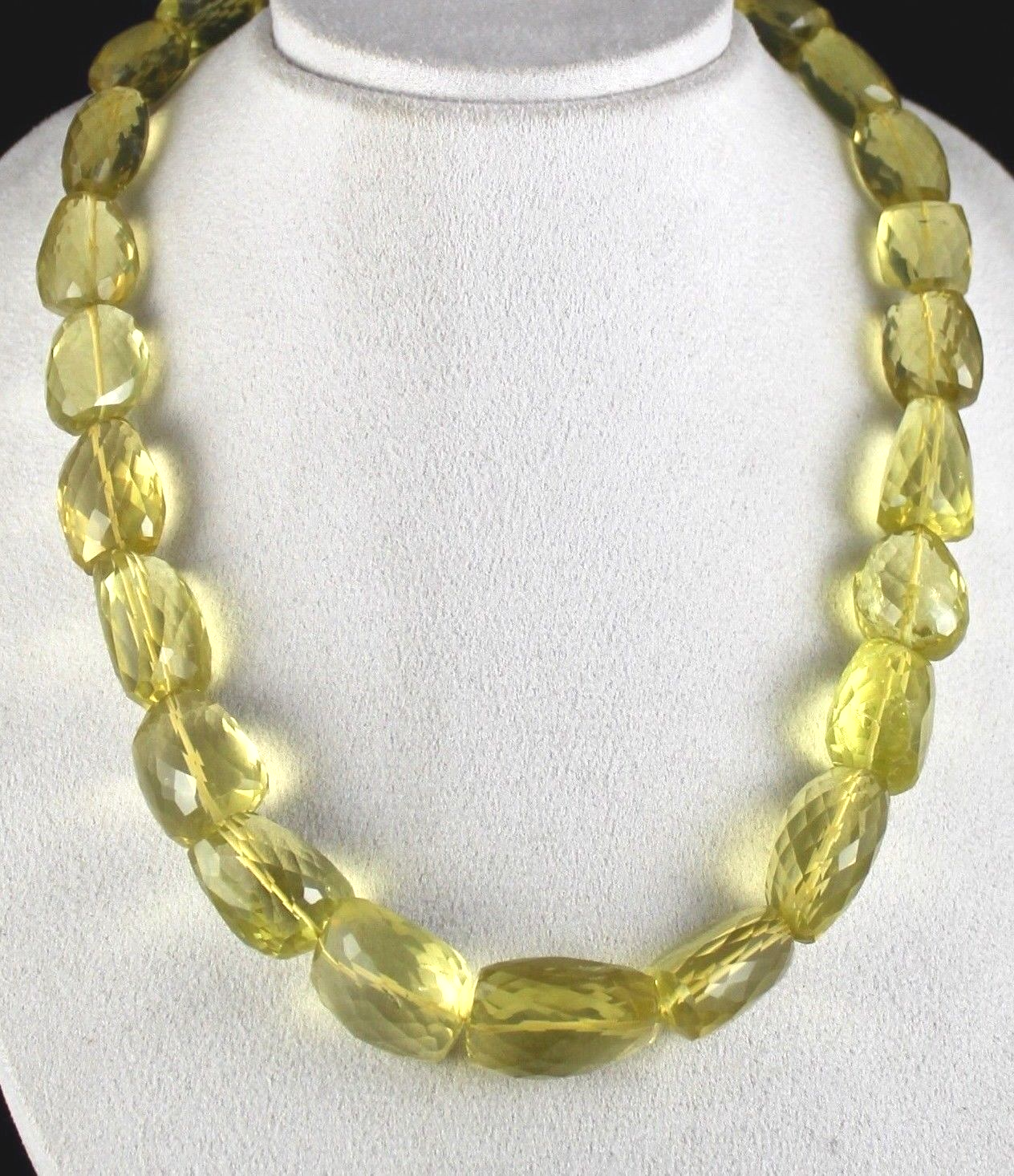 Certified Natural Lemon Quartz Beads 1354 Ct Faceted Sterling Silver Necklace